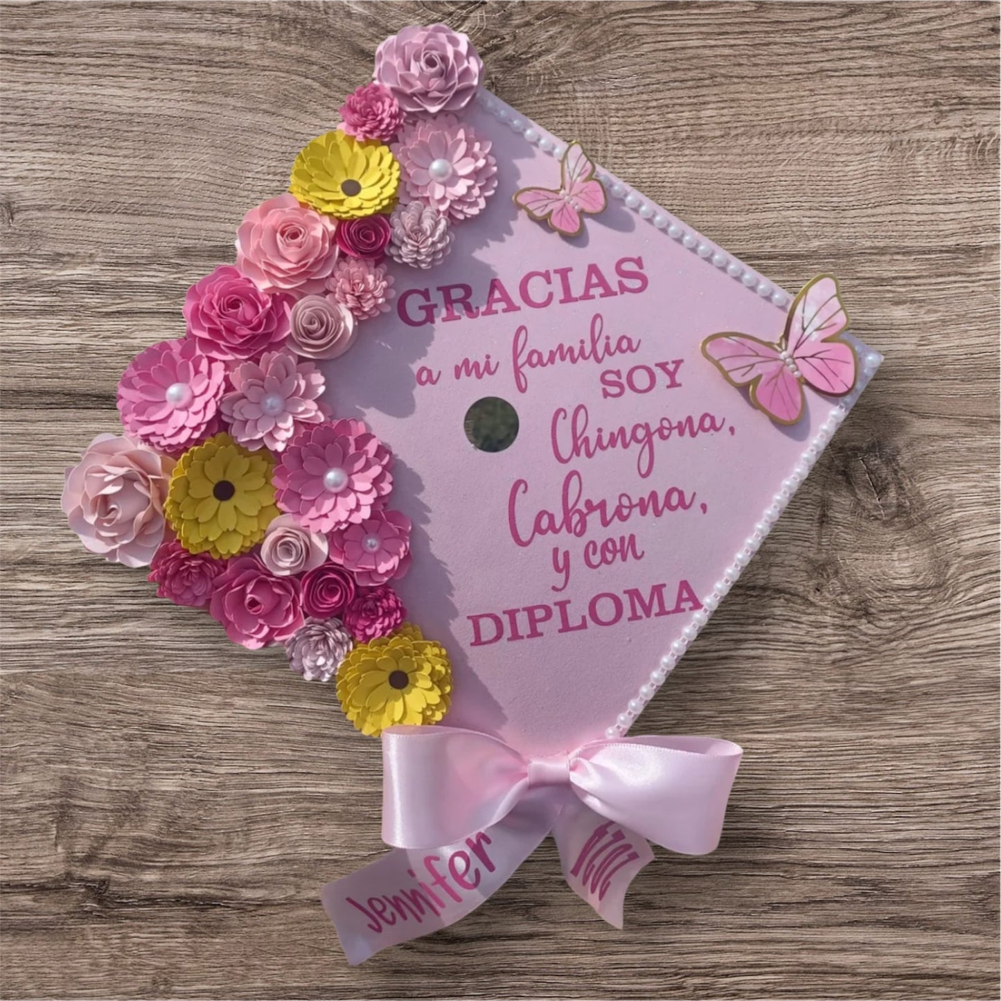 Grad Cap Topper Pink